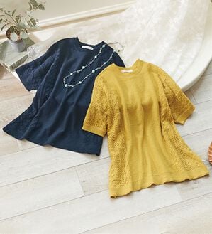 ルフラン（ルフラン）の「【２色組】透かし編みドルマンニット（ニット・セーター）」｜2色組