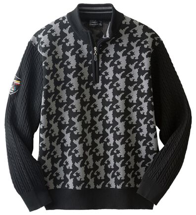 「＜ロッキーラビット＞シャドー柄ハーフジップセーター（メンズニット・セーター）」