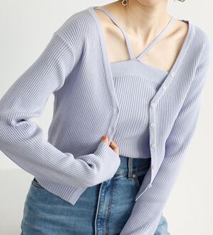 GeeRA（ジーラ）の「もちっと柔らかニットカーディガン＆キャミＳＥＴ（アンサンブル）」｜詳細画像