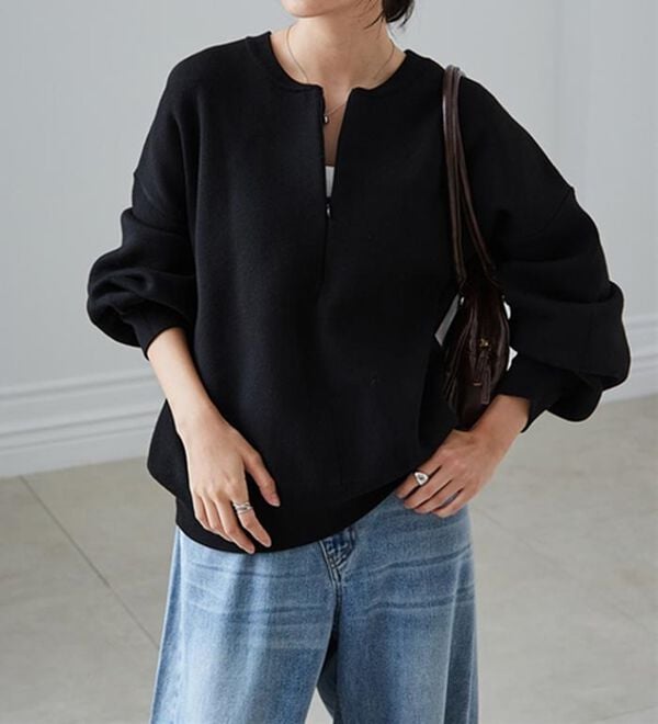 RANAN（ラナン）の「ハーフジップスウェットライクニット（ニット・セーター）」｜詳細画像