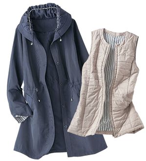 BELLUNA（ベルーナ）の「長期で活躍！おしゃれベスト付３ＷＡＹコート（ハーフコート）」｜ネイビー