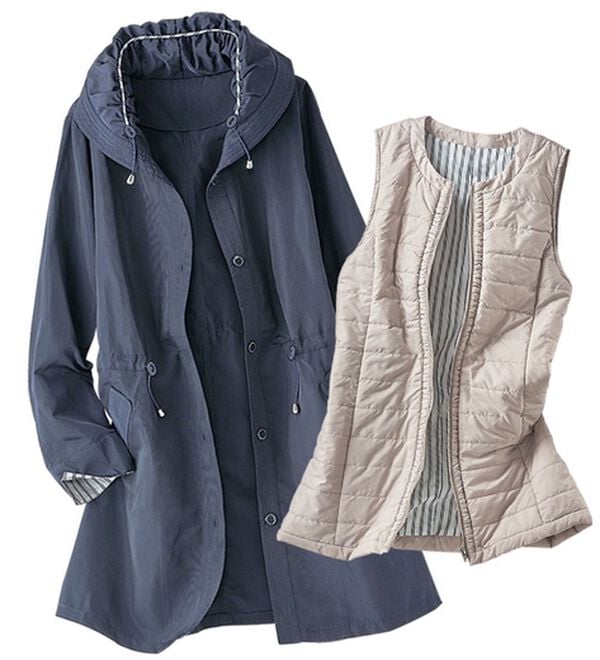 BELLUNA（ベルーナ）の「長期で活躍！おしゃれベスト付３ＷＡＹコート（ハーフコート）」｜ネイビー