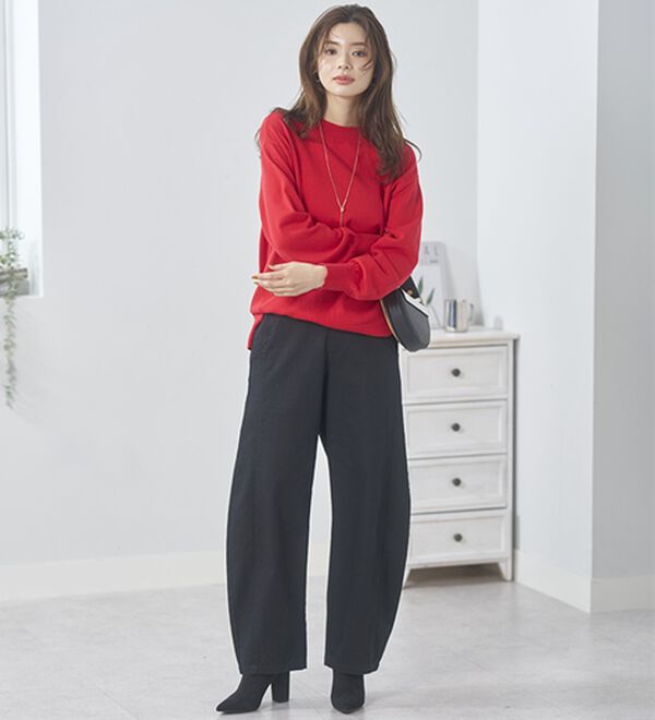 BELLUNA（ベルーナ）の「＜＆ｃｏｃｏｃｈｉ＞短めトップスに合わせる洗い加工ゆったりコクーンパンツ（フルレングスパンツ）」｜詳細画像