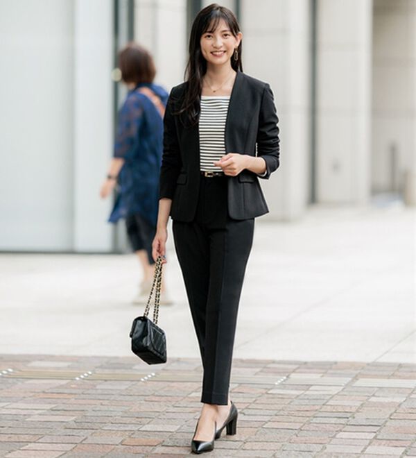 GeeRA（ジーラ）の「【ジャケット+パンツ】洗濯機で洗えるのびのび！ストレッチカットソーセットアップスーツ（パンツスーツ）」｜詳細画像