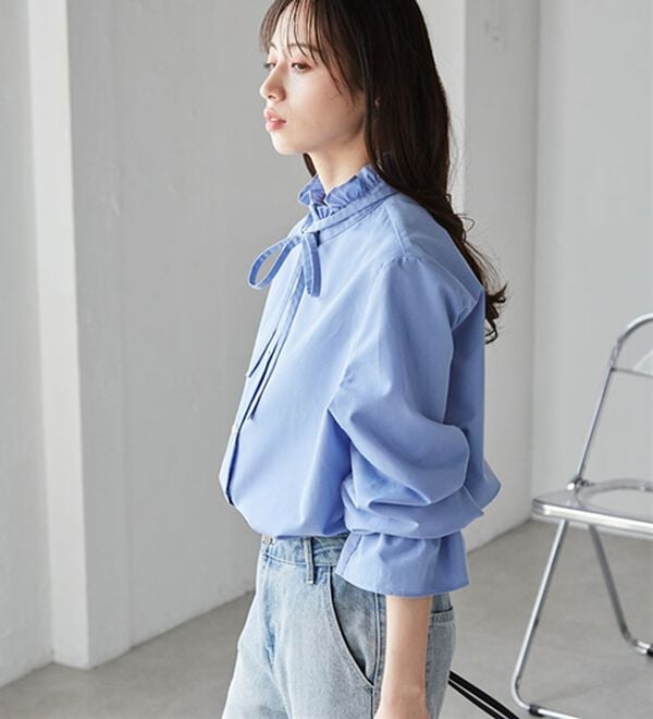 RANAN（ラナン）の「プチフリルリボン付きブラウス（ブラウス）」｜詳細画像