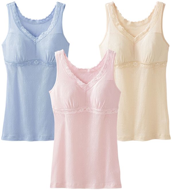 「【３色組】抗菌防臭・やわらかメッシュブラキャミ（肌着・インナーウェア）」｜3色組