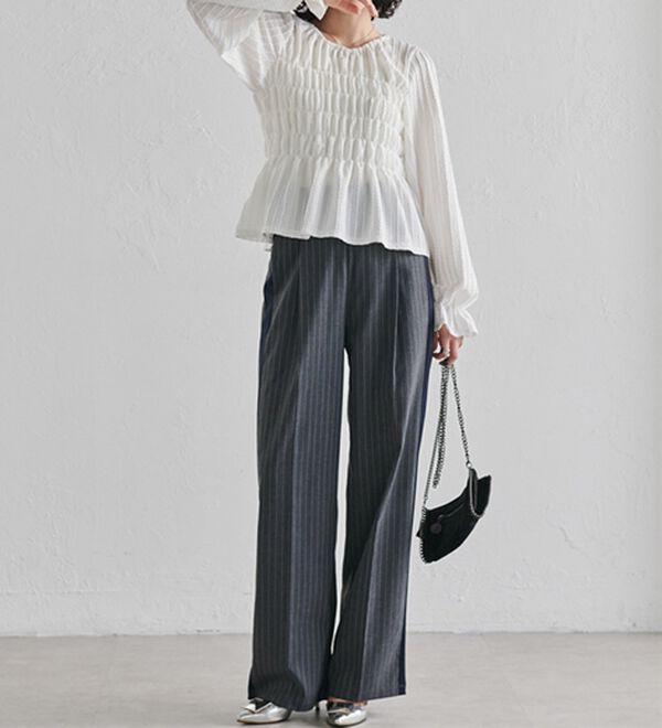 RANAN（ラナン）の「サイドラインシルエットパンツ（フルレングスパンツ）」｜詳細画像