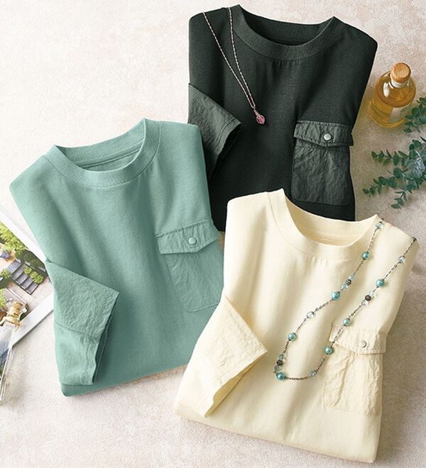 ルフラン（ルフラン）の「【３色組】胸ポケゆったりＴシャツ＜チュキ＞（Tシャツ）」｜詳細画像