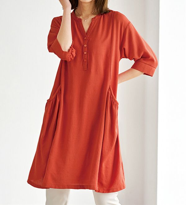 BELLUNA（ベルーナ）の「スラブ素材ポケット付シャツワンピース（その他ワンピース）」｜詳細画像