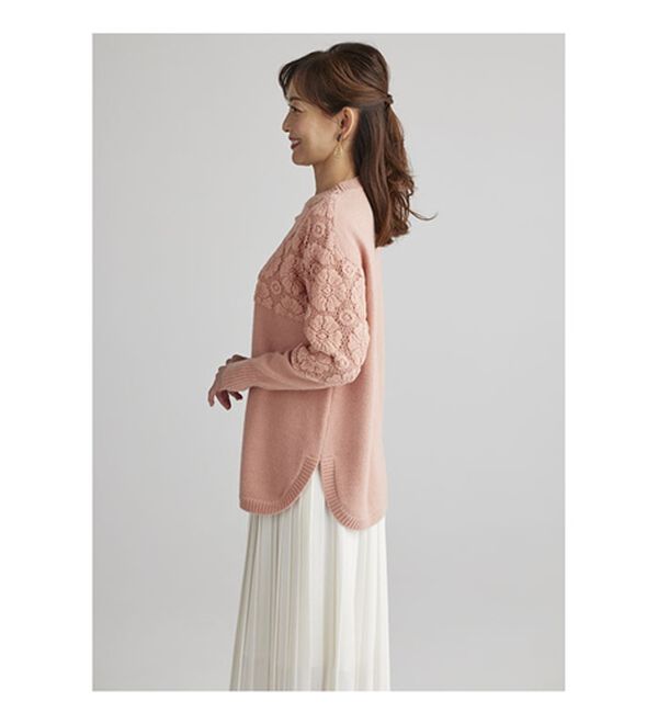 BELLUNA（ベルーナ）の「ふんわりフラワーレースニット（ニット・セーター）」｜詳細画像