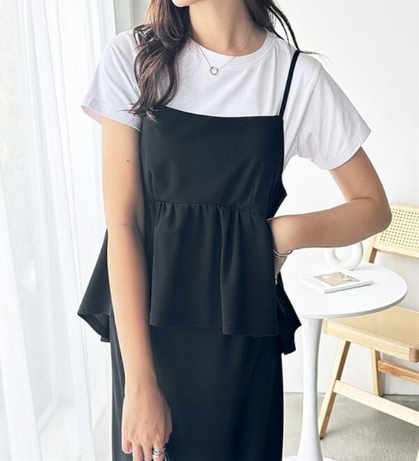 GeeRA（ジーラ）の「楽ちん！ペプラムキャミワンピース（カットソーワンピース）」｜詳細画像