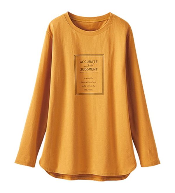 BELLUNA（ベルーナ）の「着回し上手に！きれい見え綿１００％素材ロゴプルオーバー（カットソー）」｜詳細画像