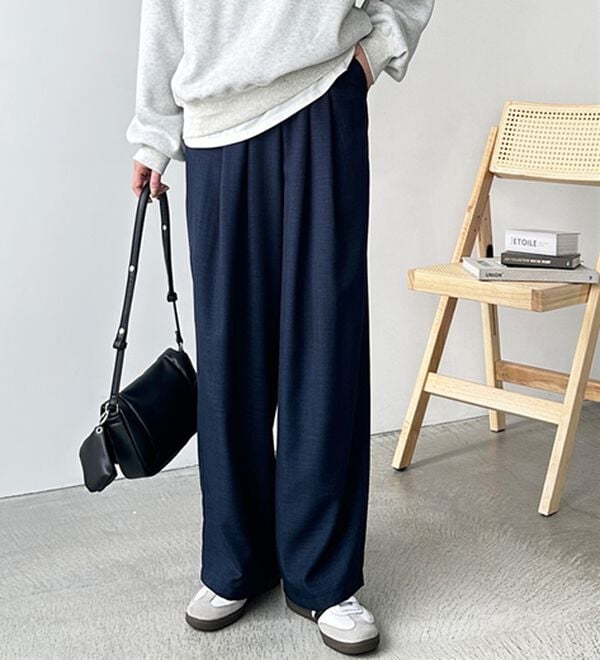 GeeRA（ジーラ）の「【体型カバー】上品なのにラクちんワイドパンツ（フルレングスパンツ）」｜ネイビー