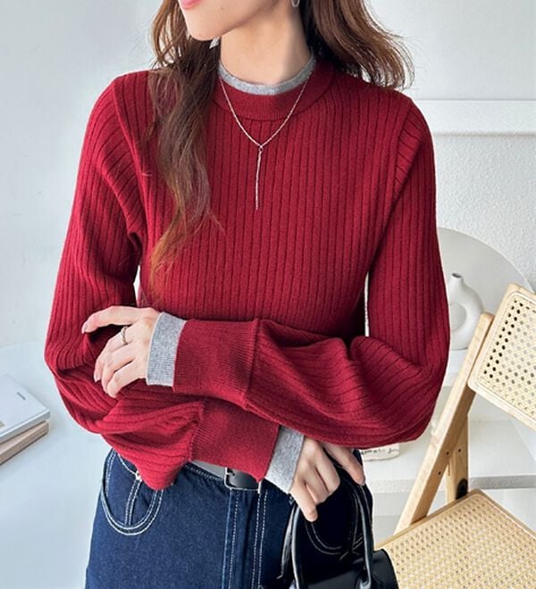 GeeRA（ジーラ）の「【再入荷】レイヤード風モチっと柔らかリブニット（ニット・セーター）」｜詳細画像