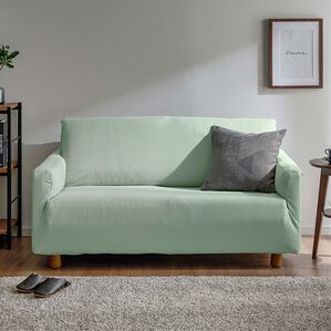 iellio（イエリオ）の「ぴったりフィット！ワッフルソファカバー＜伸縮・取付簡単・洗える・ソファーカバー・１人掛・２人掛・３人掛＞（ソファーカバー）」｜グリーン