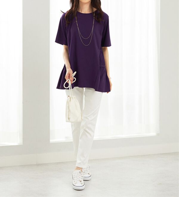 BELLUNA（ベルーナ）の「ヒンヤリ！サイドギャザー使いチュニック（チュニック）」｜詳細画像