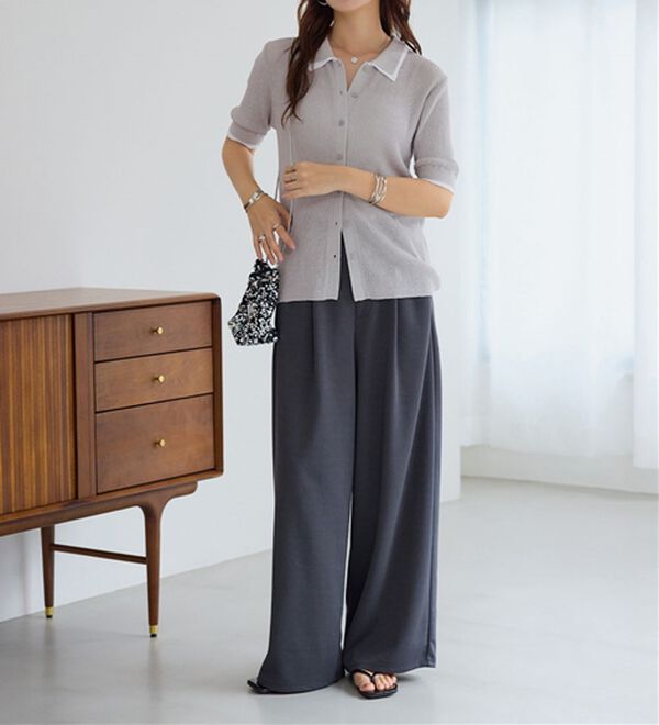 Viola e Viola（ヴィオラ エ ヴィオラ）の「アソートシアーリブニットポロシャツ（ポロシャツ）」｜詳細画像