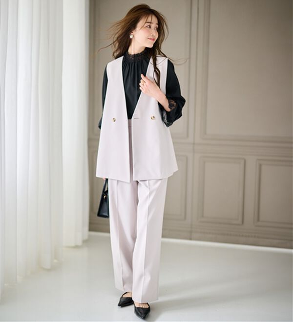 RANAN（ラナン）の「【２点セット】洗える！多機能バックフリルベストセットアップ（パンツスーツ）」｜詳細画像