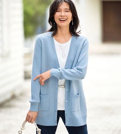 BELLUNA（ベルーナ）の「綿１００％柔らかベーシックカーディガン（ニットカーディガン）」