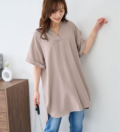 alotta（アロッタ）の「スキッパーとろみブラウスチュニック（ブラウス）」