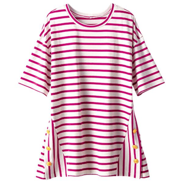 BELLUNA（ベルーナ）の「サイドボタンボーダー切替プルオーバー（カットソー）」｜詳細画像