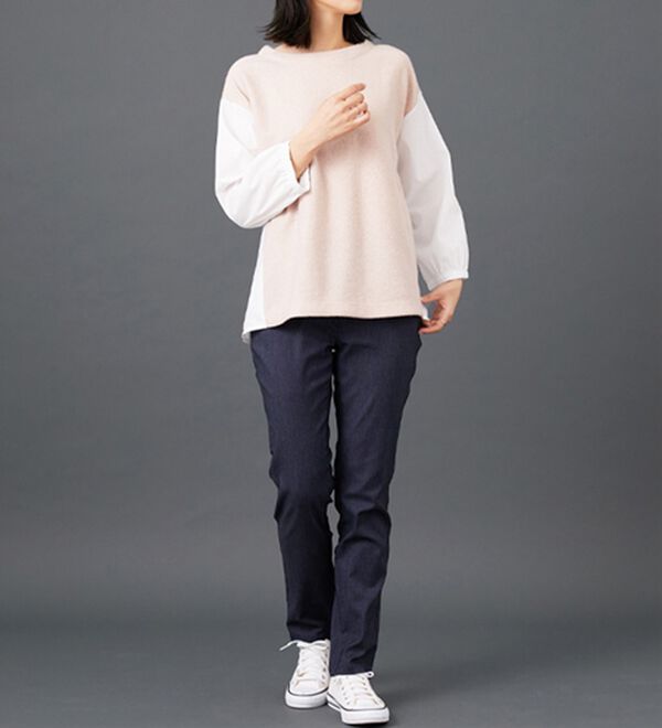 BELLUNA（ベルーナ）の「ラメ入り起毛素材シャツ切替プルオーバー（カットソー）」｜詳細画像