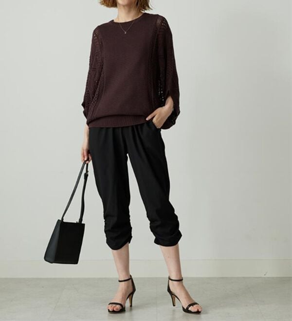 BELLUNA（ベルーナ）の「透かし編ドルマンニットプルオーバー（ニット・セーター）」｜詳細画像