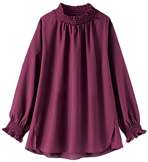 BELLUNA（ベルーナ）の「シャーリングデザイン美人顔ブラウス（ブラウス）」｜ラズベリー