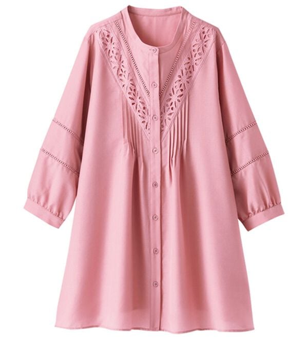 BELLUNA（ベルーナ）の「花柄レースピンタックシャツチュニック（チュニック）」｜詳細画像