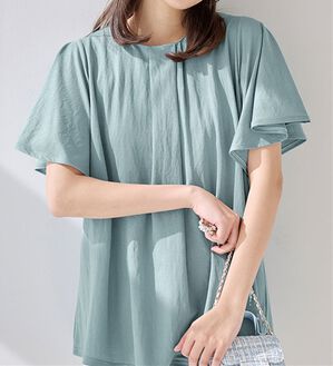 alotta（アロッタ）の「【接触冷感】フロントタックフレアー袖チュニック（チュニック）」｜スモーキーブルー