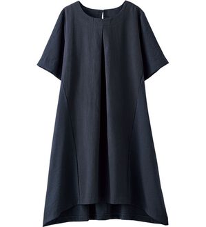 BELLUNA（ベルーナ）の「ストライプ切替ワンピース（チュニック）」｜ネイビー系