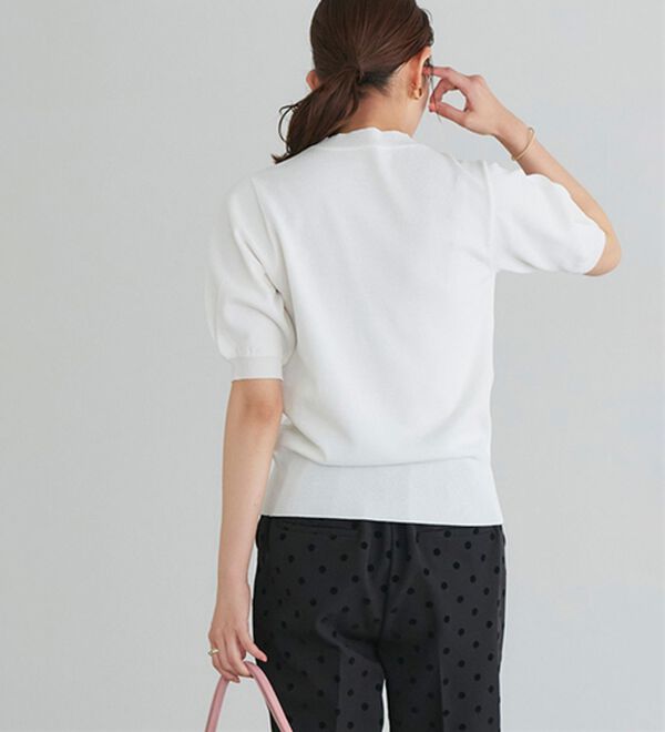 Pierrot（ピエロ）の「リネンタッチボウタイポケットニット（ニット・セーター）」｜詳細画像