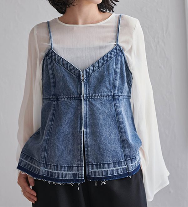RANAN（ラナン）の「デニム素材キャミビスチェ（タンクトップ・キャミソール）」｜詳細画像
