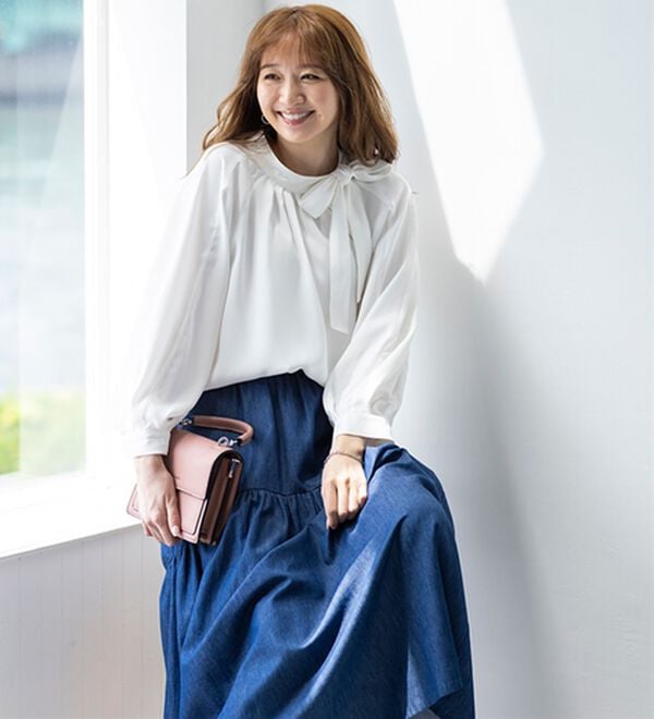 BELLUNA（ベルーナ）の「私を輝かせる！衿リボンゆったりブラウス（ブラウス）」｜詳細画像