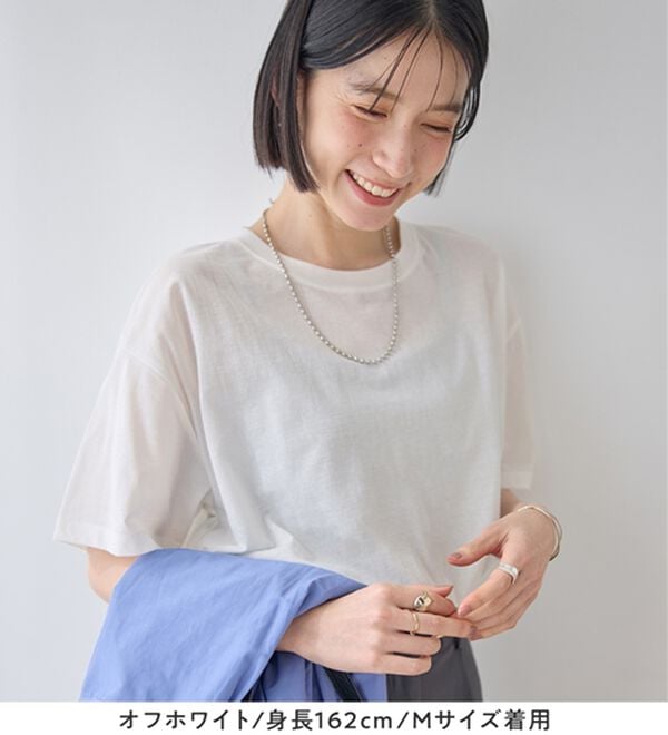 Viola e Viola（ヴィオラ エ ヴィオラ）の「【接触冷感】ほんのり透け感綿混セミシアートップス（カットソー）」｜詳細画像