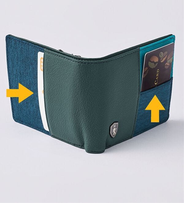 「＜ハートオブライオン＞レザーコンビ折り財布（メンズ財布・パスケース）」｜詳細画像