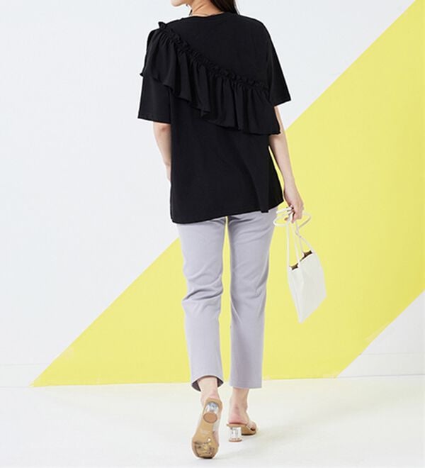 BELLUNA（ベルーナ）の「UVカット！フリル異素材切替プルオーバー（Tシャツ）」｜詳細画像