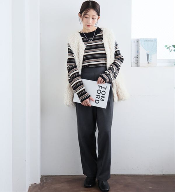 A HAPPY MARILYN（アハッピーマリリン）の「【ＬＬ～６Ｌ】＜新色追加＞Ｔシャツ感覚で着れるカメレオン級の着回しが叶うリブニット（ニット・セーター）」｜詳細画像