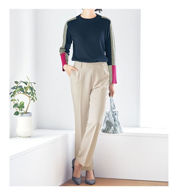 VINNO（ヴィノ）の「配色スリーブ・コットン混ニット（ニット・セーター）」｜詳細画像