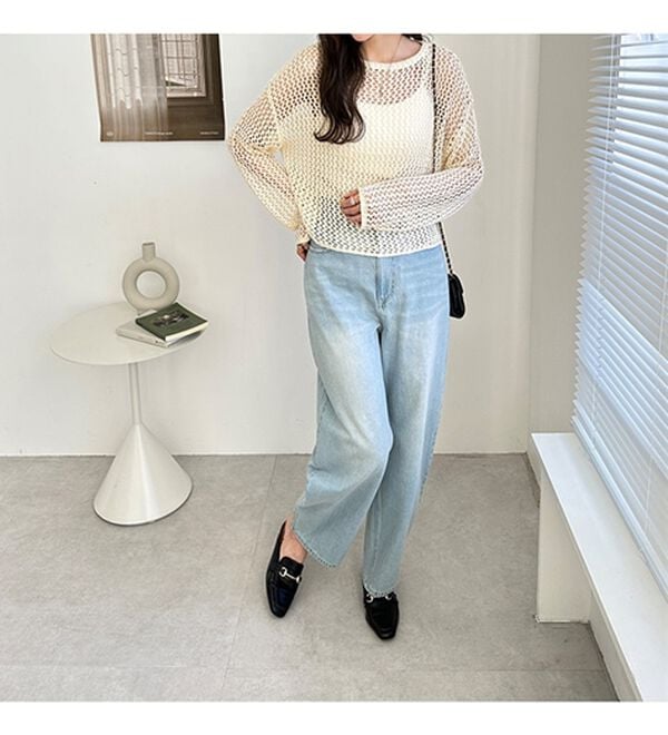 GeeRA（ジーラ）の「透かし編みメッシュニットプルオーバー（ニット・セーター）」｜詳細画像