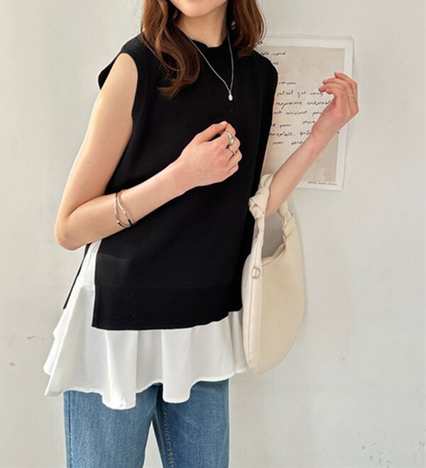 GeeRA（ジーラ）の「ペプラムタンク付ニットプルオーバー（アンサンブル）」｜詳細画像