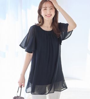 alotta（アロッタ）の「【接触冷感】インナー付シフォンタックチュニック（チュニック）」｜詳細画像