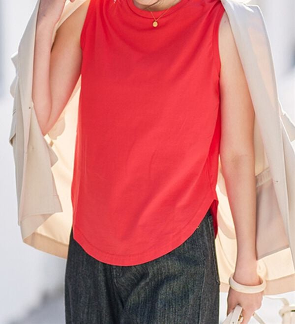 RANAN（ラナン）の「ひんやり！＜BC＞綿100％タンクトップ【選べる着丈】（カットソー）」｜詳細画像