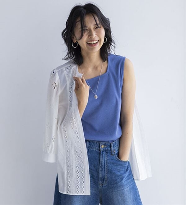 BELLUNA（ベルーナ）の「綿１００％抗菌防臭機能付リブタンクトップ（タンクトップ・キャミソール）」｜詳細画像