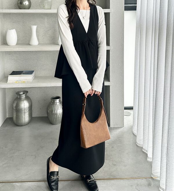 GeeRA（ジーラ）の「楽ちん！ペプラムジャンパースカート（ジャンパースカート）」｜詳細画像