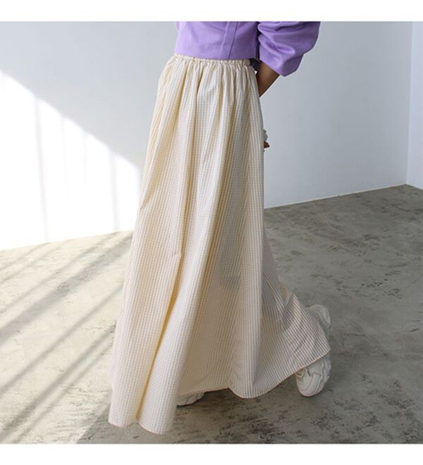 GeeRA（ジーラ）の「ギンガムチェックフレアスカート（ロングスカート）」｜詳細画像