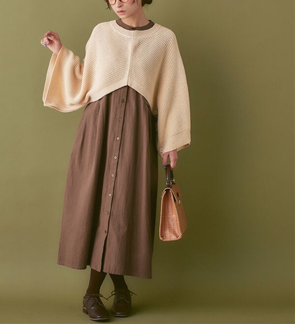 Viola e Viola（ヴィオラ エ ヴィオラ）の「綿１００％タック切替ワンピース（シャツワンピース）」｜詳細画像