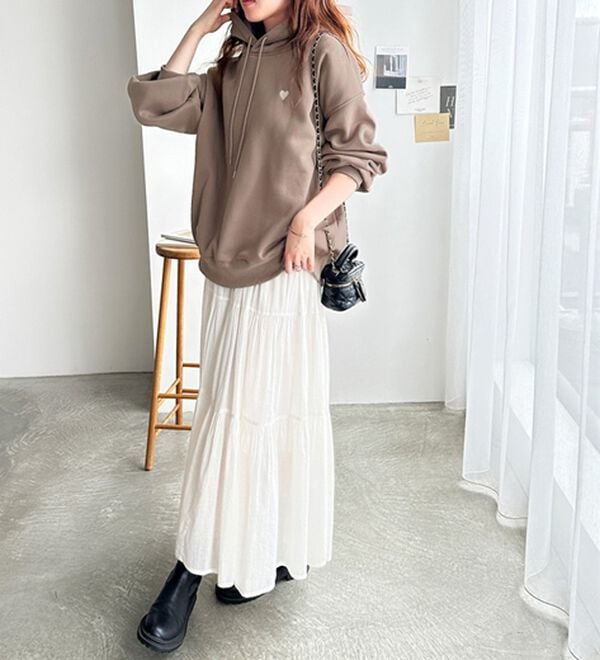 GeeRA（ジーラ）の「ハート刺繍裏起毛スウェットパーカー（パーカー）」｜詳細画像