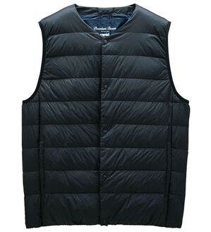 「ヒーター付丸八ダウンインナーベスト（メンズベスト）」｜ブラック