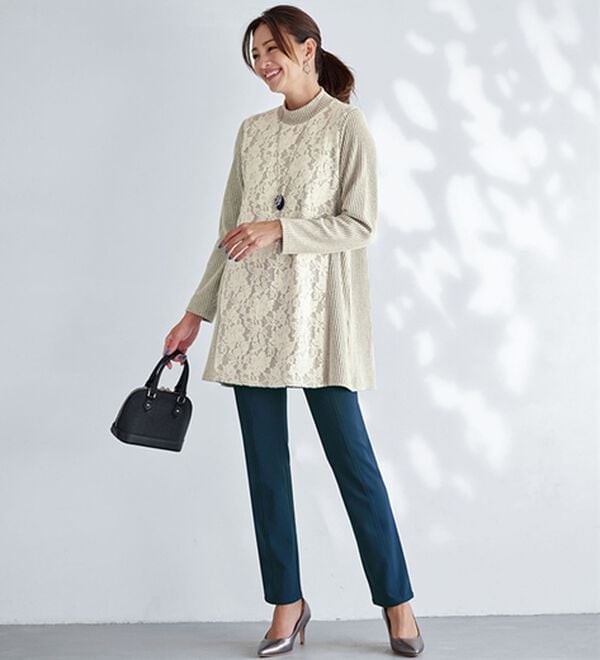 BELLUNA（ベルーナ）の「ハイテンションカルゼ素材美脚パンツ　ストレート（フルレングスパンツ）」｜詳細画像